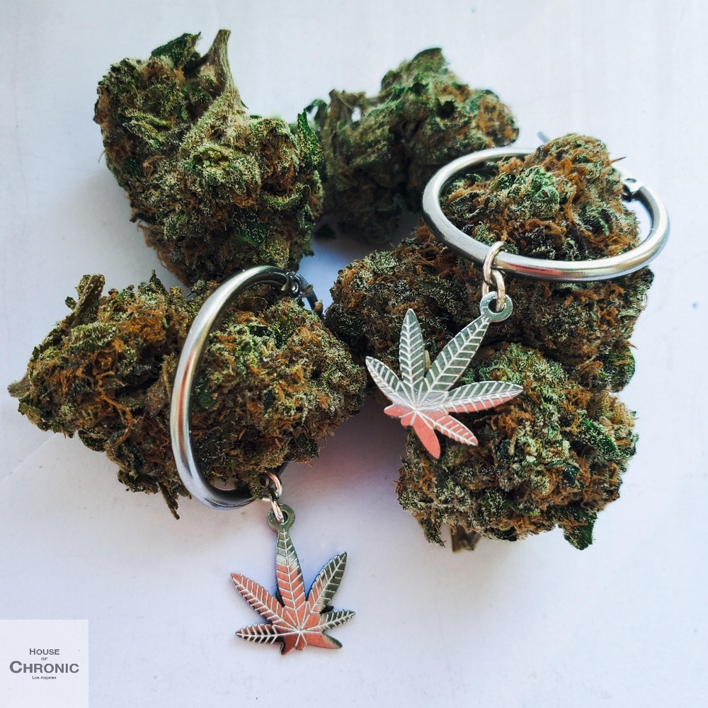 Bella Babe" Silver Cannabis weed leaf hoop earring